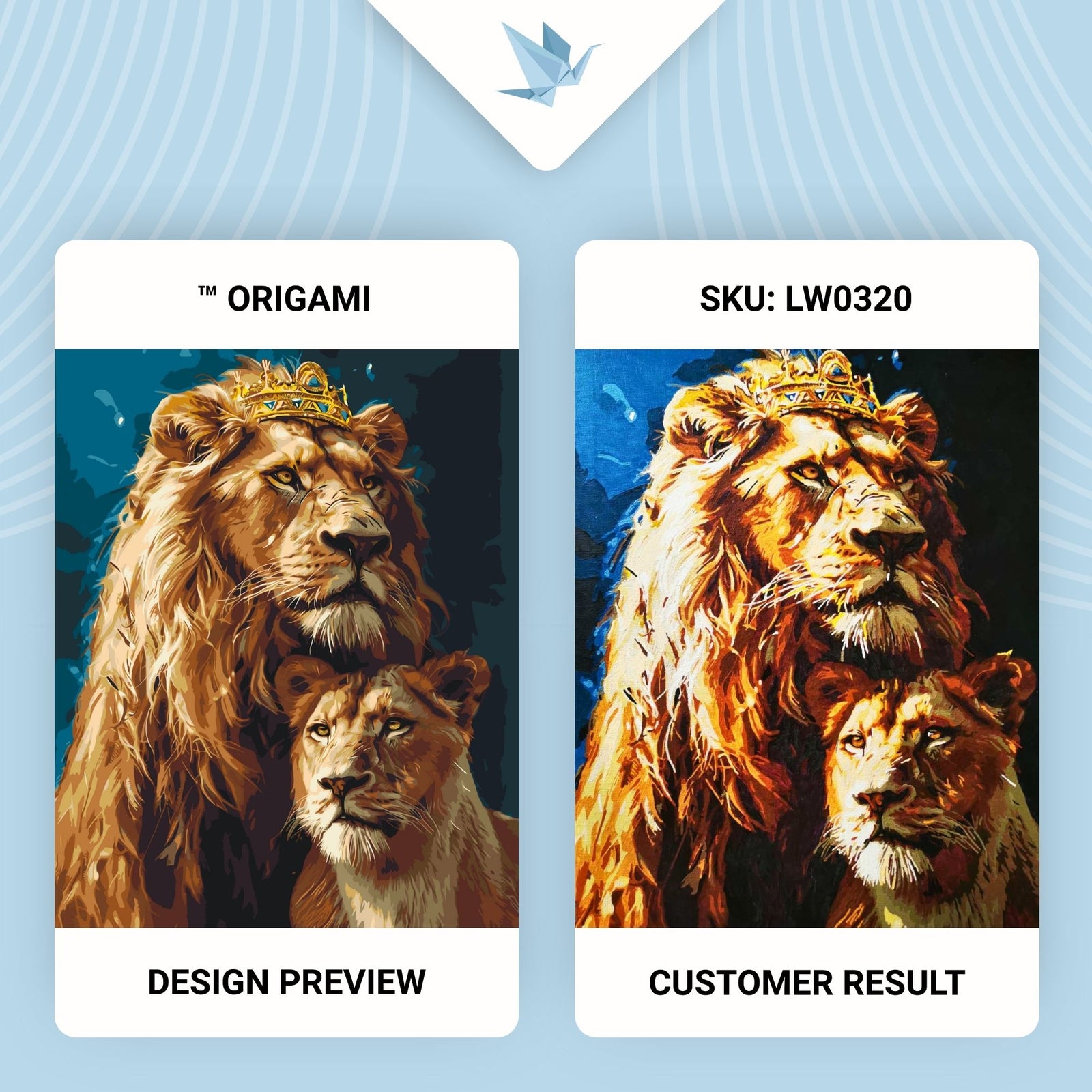 Paint by Numbers on a 40*50 cm frame Animals. Lion and Lioness with Metallic Paints LW 0320