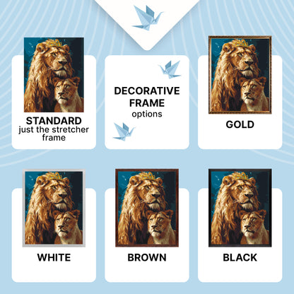 Paint by Numbers on a 40*50 cm frame Animals. Lion and Lioness with Metallic Paints LW 0320