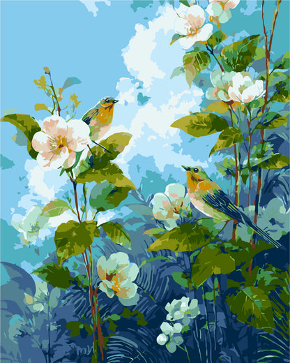 Malowanie po numerach 40x50 cm - Ptaki wśród wiosennych LW 2007-01