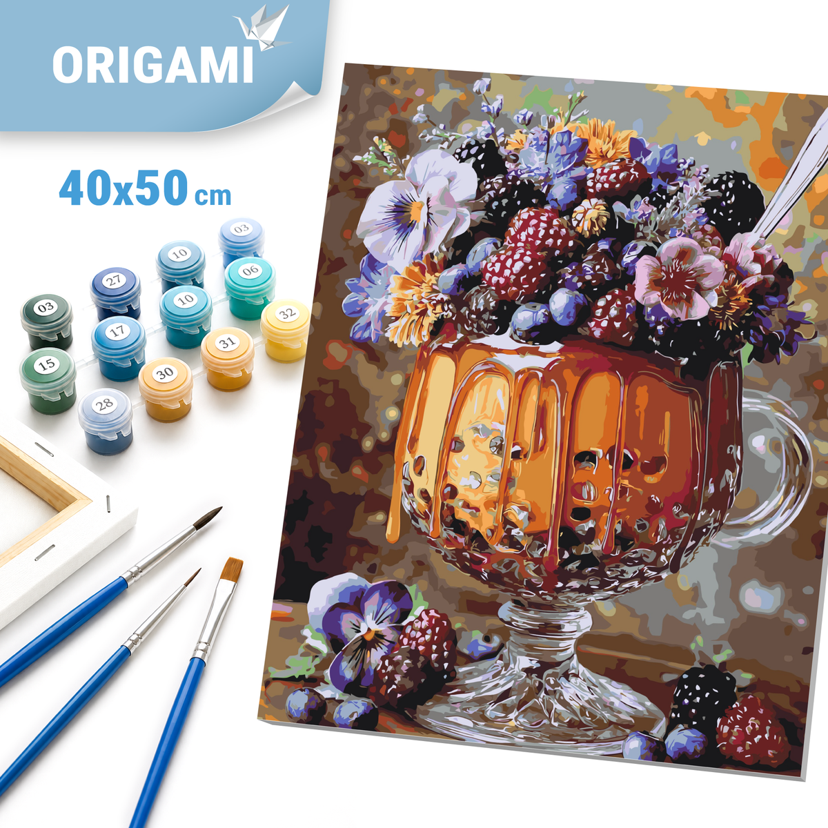 Malowanie po numerach 40x50 cm - Kwiatowo-jagodowy deser LW 3003-01