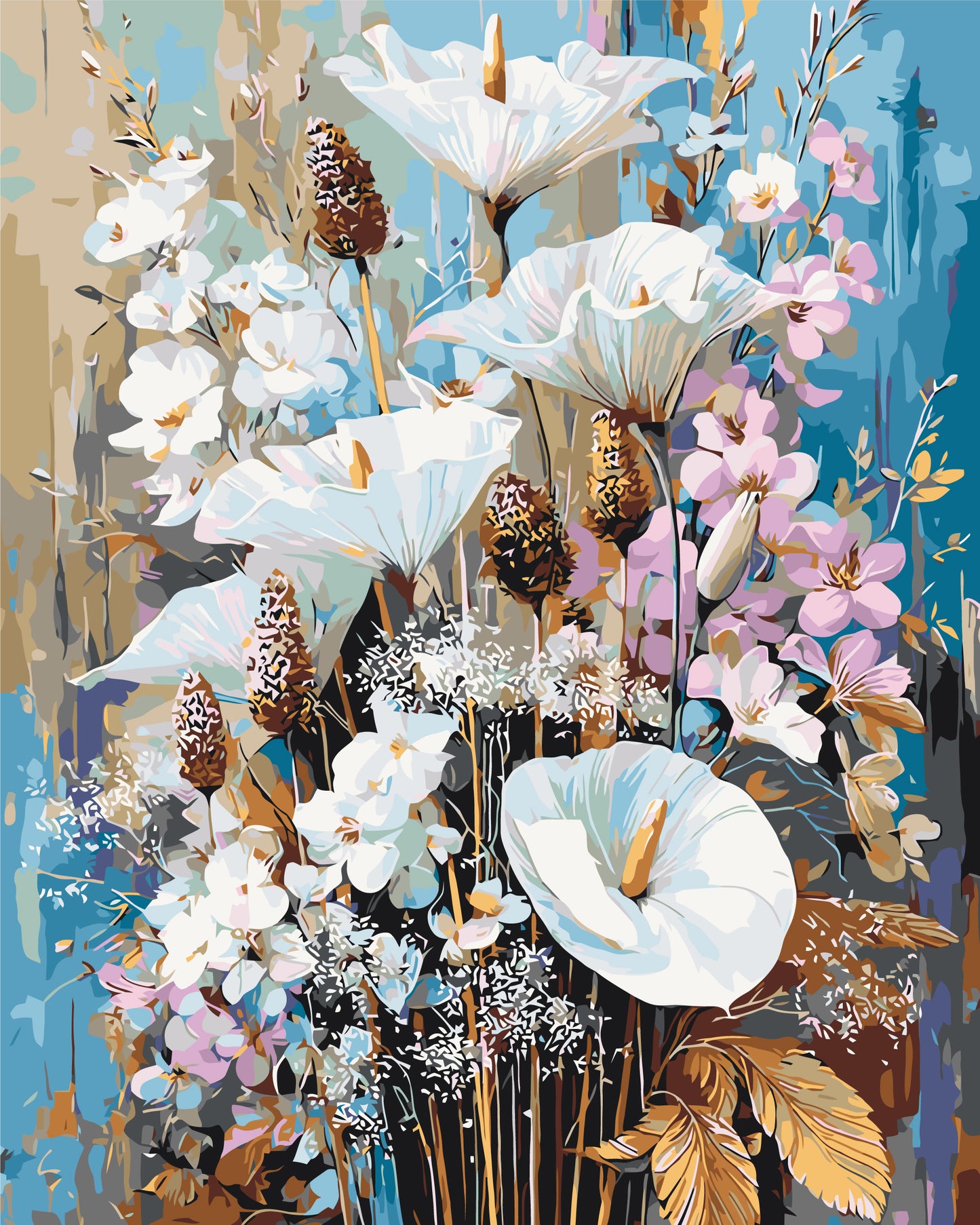Malowanie po numerach 40x50 cm - Wiosenne kalie - Kwiaty LW 3006-01