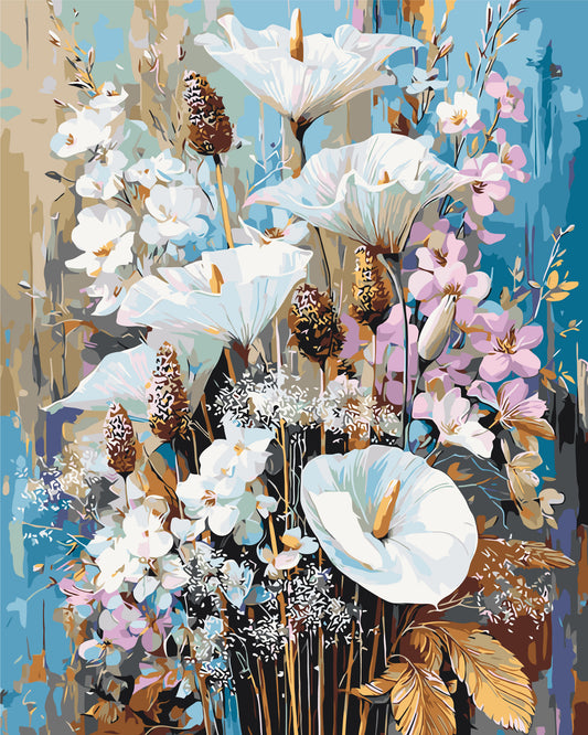 Malowanie po numerach 40x50 cm - Wiosenne kalie - Kwiaty LW 3006-01
