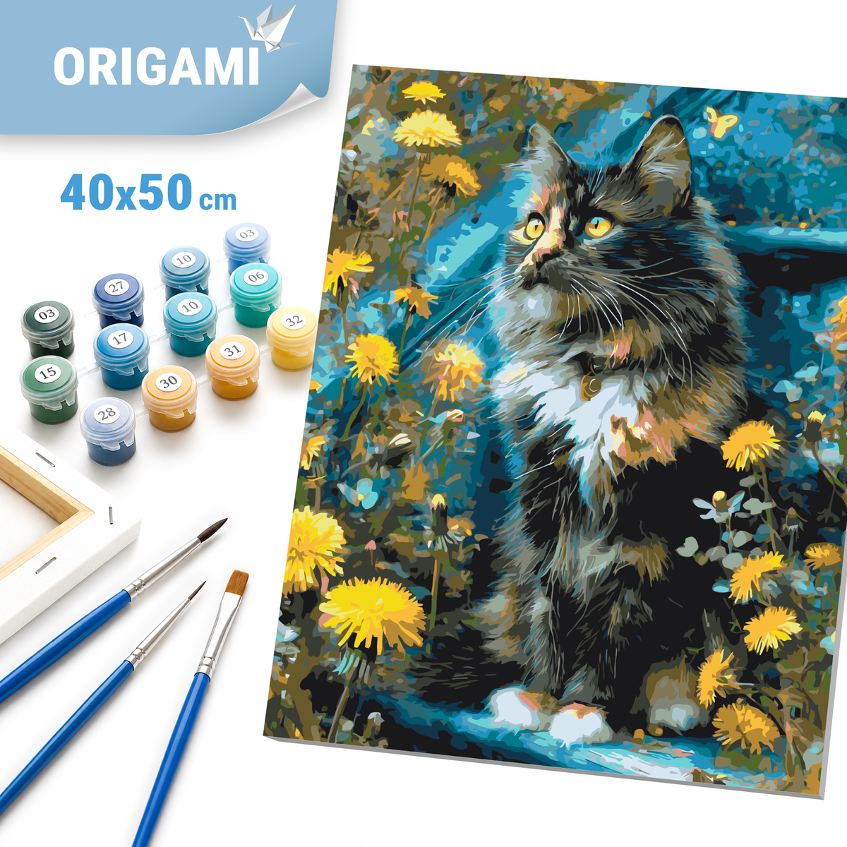 Malowanie po numerach 40x50 cm - Kotek w dmuchawcach LW 3009-01