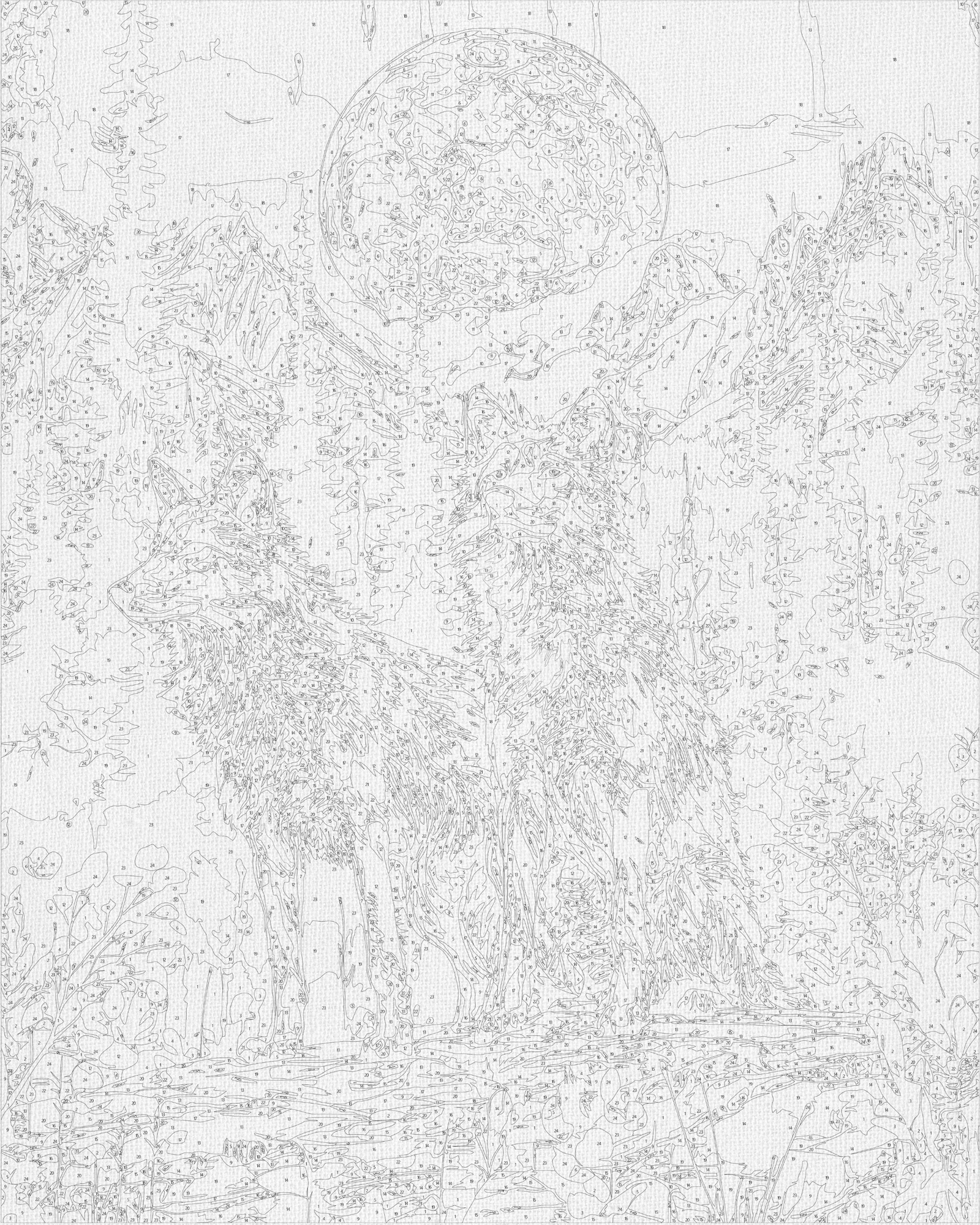 Malowanie po numerach 40x50 cm - Para wilków (metalik) LW 30450
