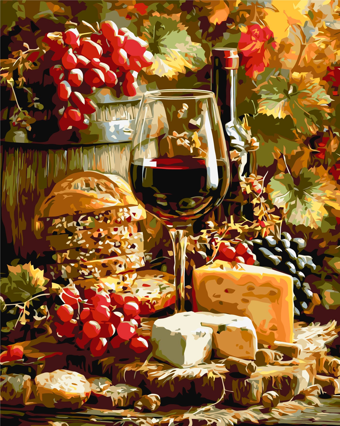 Malowanie po numerach 40x50 cm Martwa natura – wino, ser i LW 3059-01