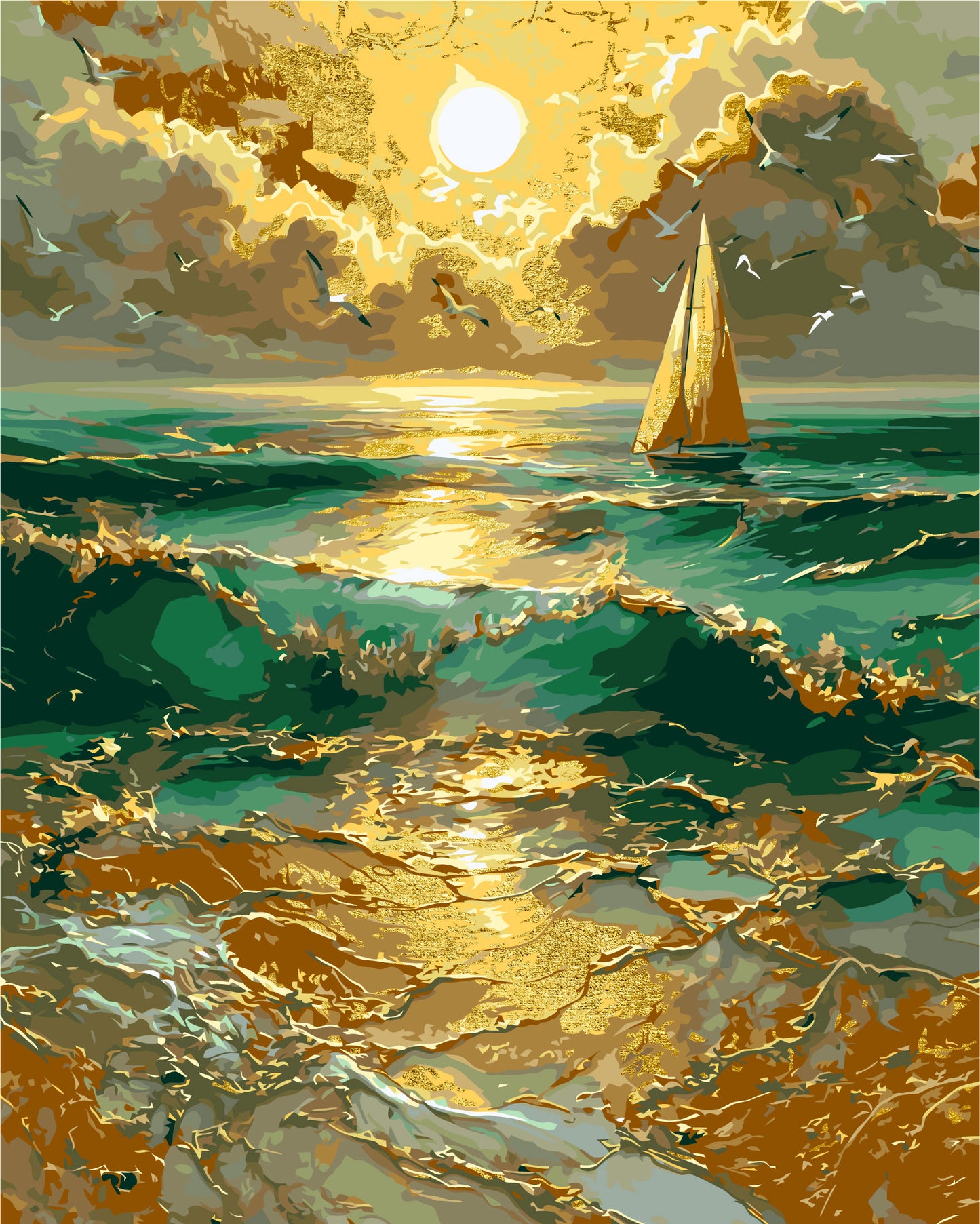 Malowanie po numerach 40x50 cm Pejzaż - Żaglówka o świcie LW 30610-01
