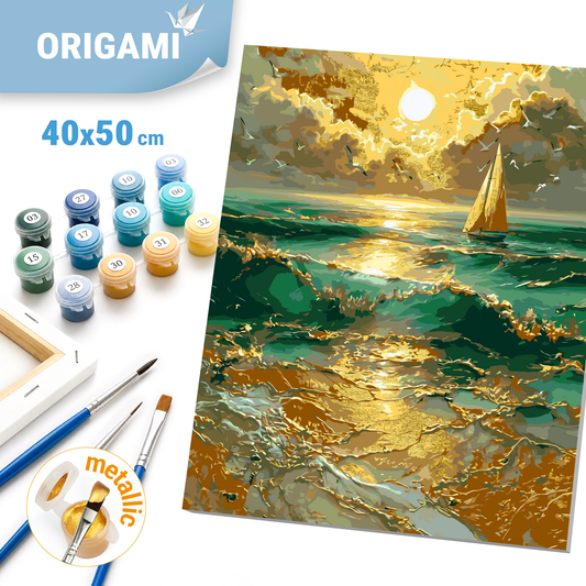 Malowanie po numerach 40x50 cm Pejzaż - Żaglówka o świcie LW 30610-01