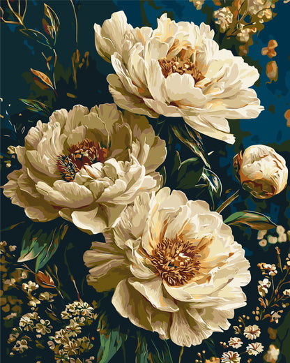 Malowanie po numerach 40x50 cm - Aksamitne piwonie - Kwiaty LW 3064-01