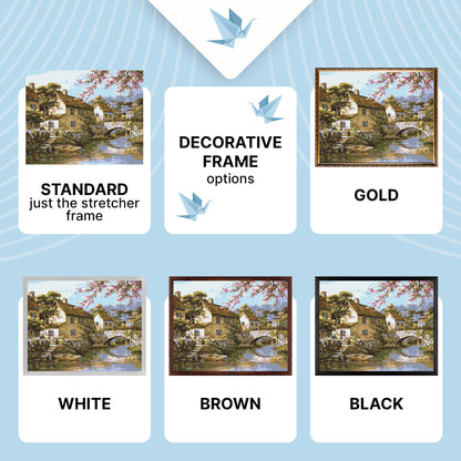 Paint by Numbers on a frame 40*50 cm landscape – Village by the river LW 3072