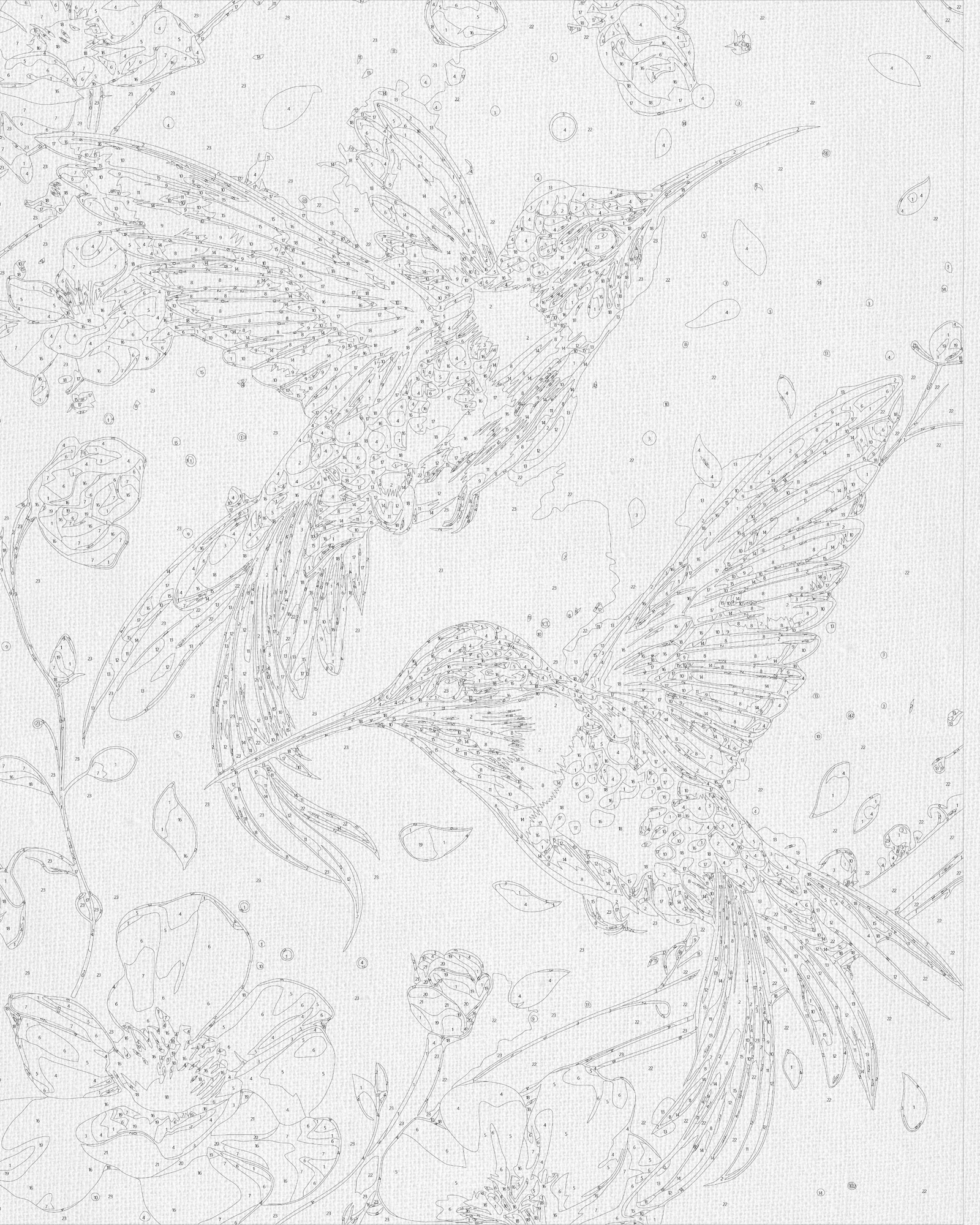 Paint by Numbers on Frame 40*50 cm Dance of Birds with Metallic Colors LW 30759