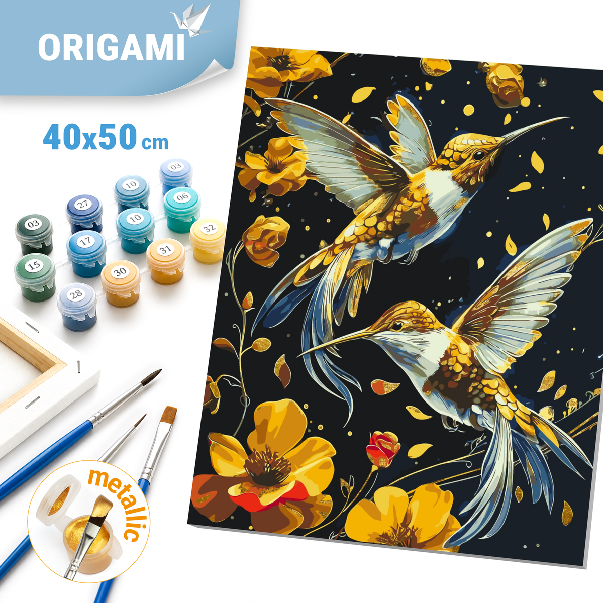 Paint by Numbers on Frame 40*50 cm Dance of Birds with Metallic Colors LW 30759