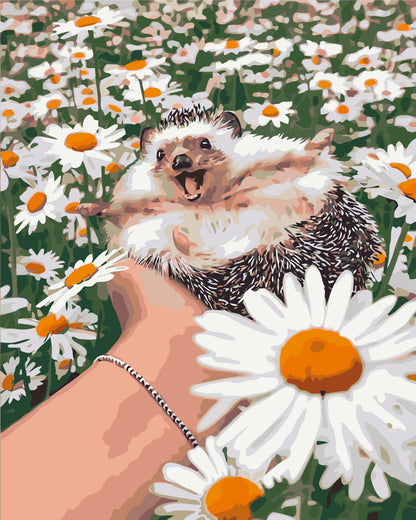 Paint by Numbers on canvas 40*50 cm – Hedgehog in daisies LW 3086