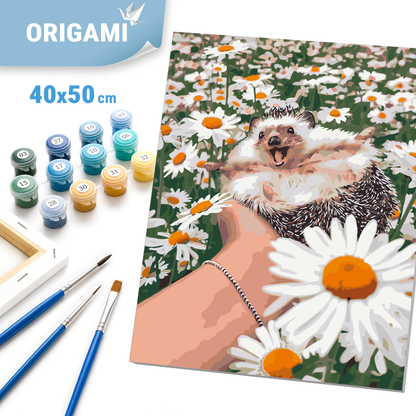 Paint by Numbers on canvas 40*50 cm – Hedgehog in daisies LW 3086