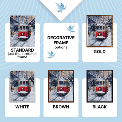 Malowanie po numerach 40×50 cm – Stary czerwony tramwaj – Pejzaż – LW 3088