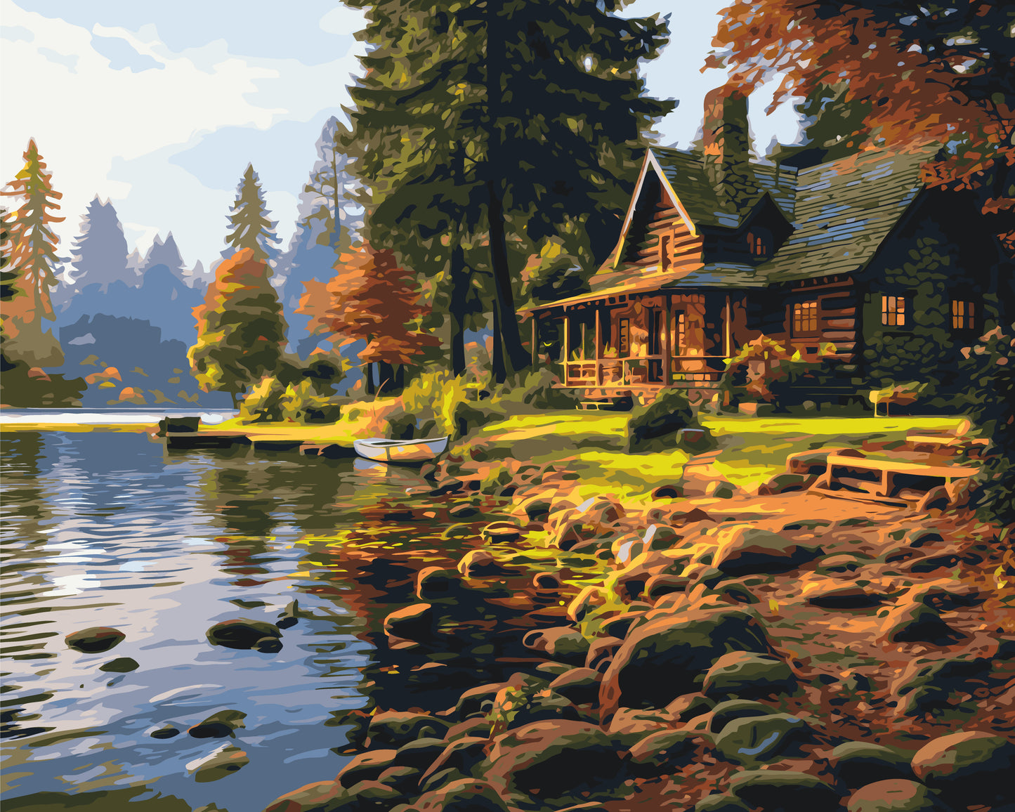 Paint by Numbers on a frame 40*50 cm – Landscape. House in the Forest LW 31250
