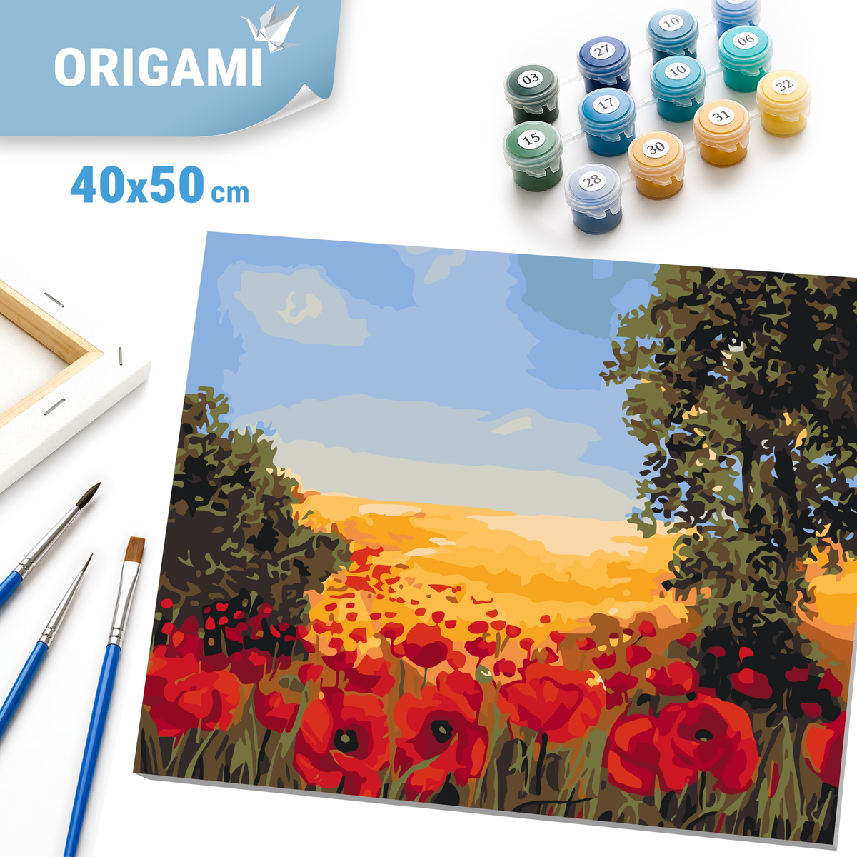 Malowanie po numerach 40x50 cm - Polne maki - Kwiaty LW 3131
