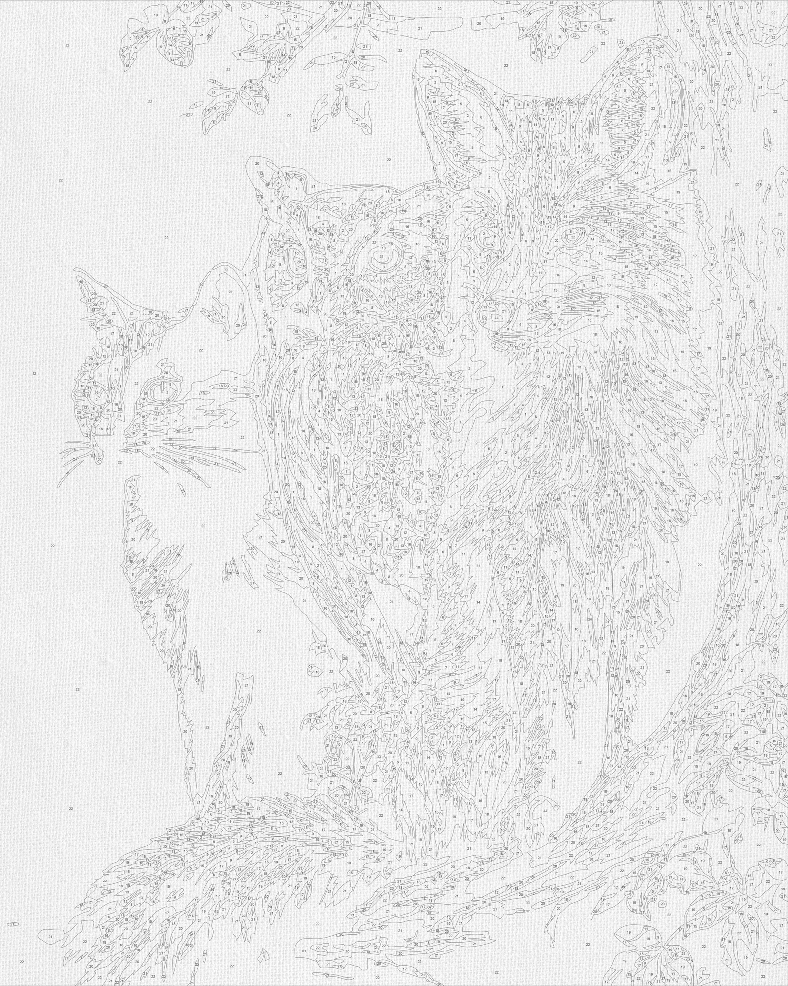 Malowanie po numerach 40x50 cm - Lis, sowa i kot w nocnym LW 3141-01