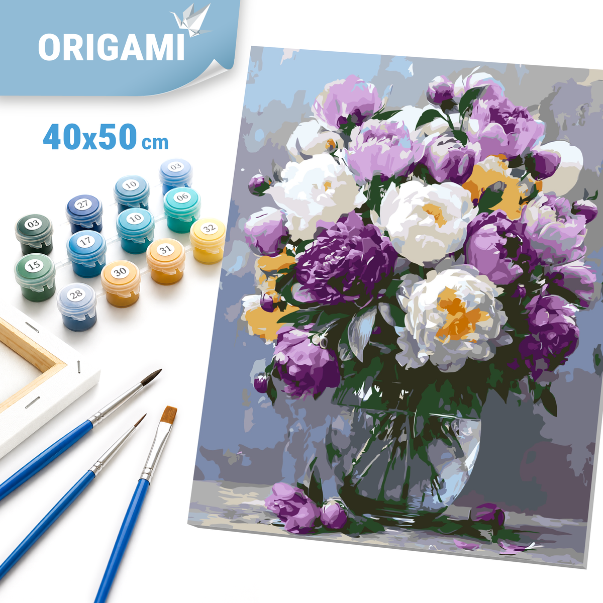 Paint by Numbers on a frame 40*50 cm Flowers - Peonies in a vase LW 3167-01