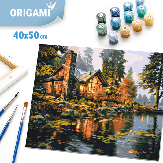 Paint by Numbers on a 40*50 cm frame – Landscape. House by the River LW 31710