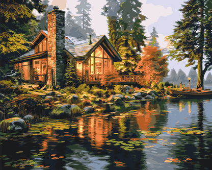 Paint by Numbers on a 40*50 cm frame – Landscape. House by the River LW 31710