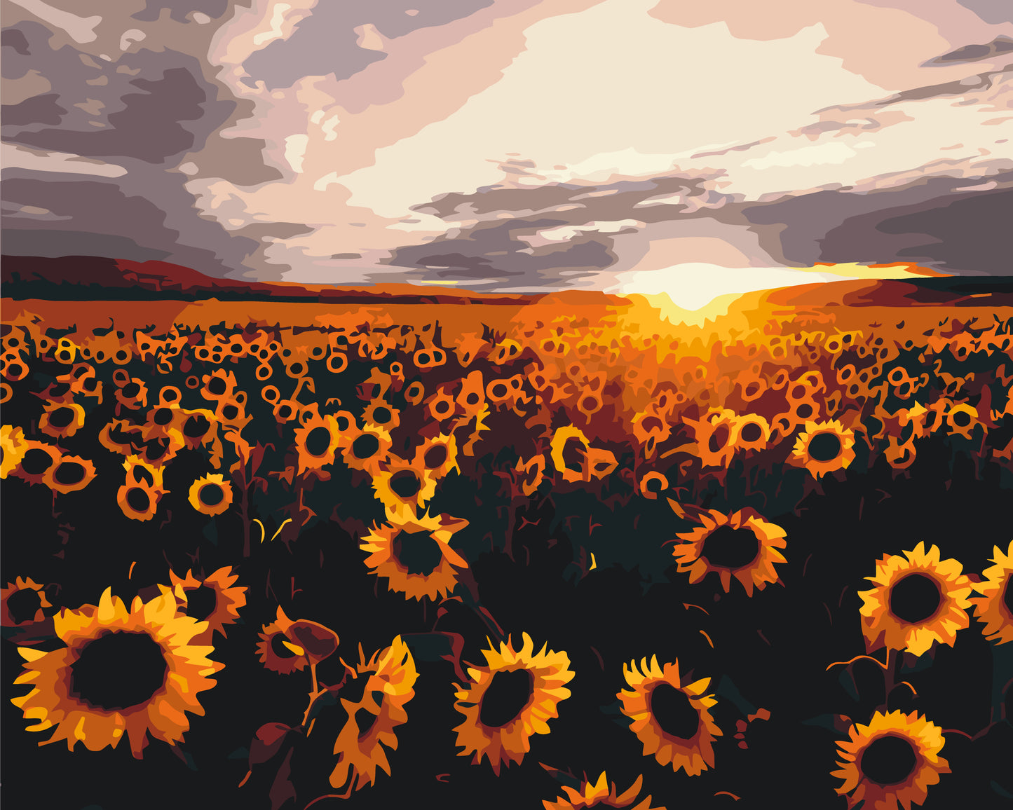Paint by numbers on a 40*50 cm frame Landscape/Flowers. Sunflower field LW 3175