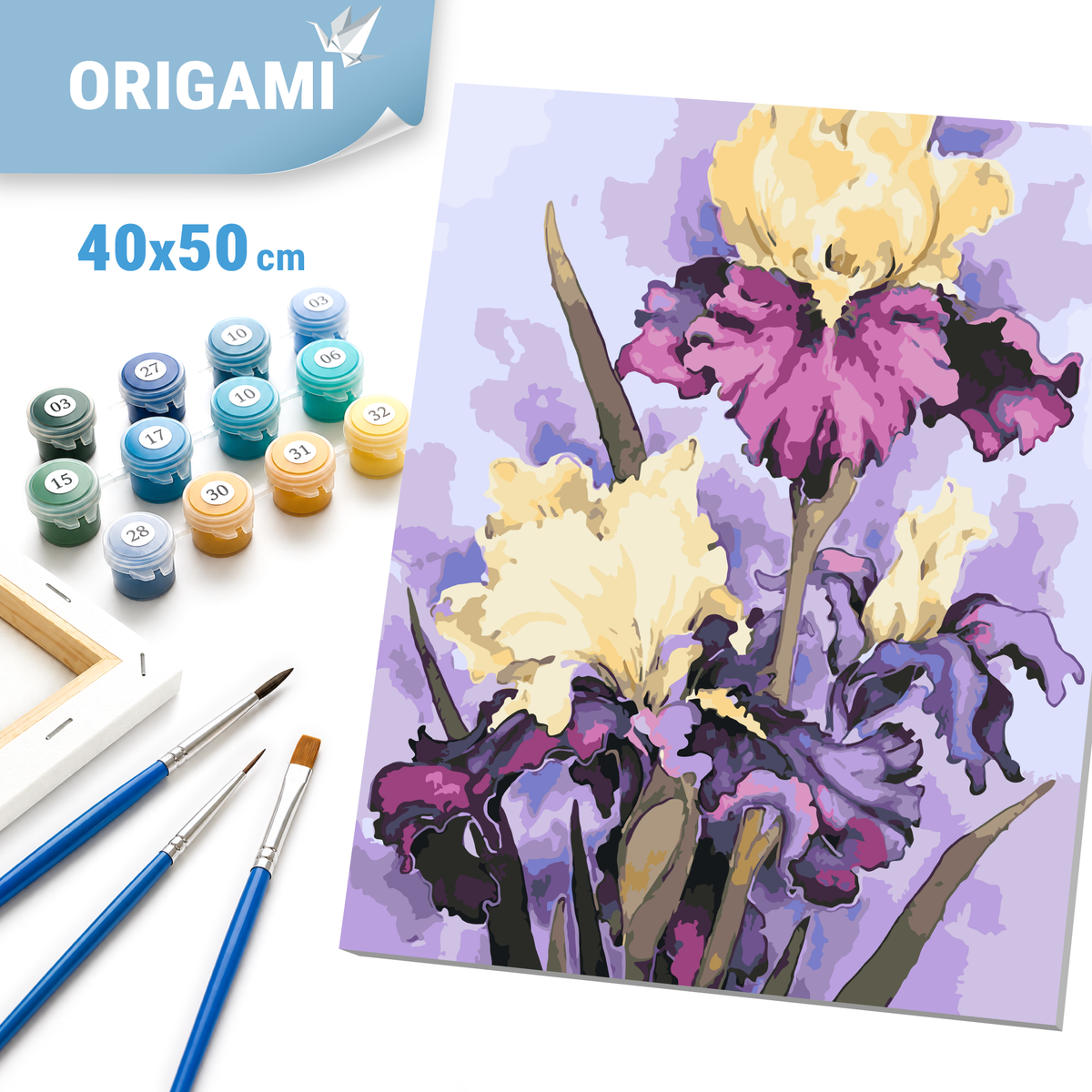 Malowanie po numerach 40x50 cm - Luksusowe irysy - Kwiaty LW 32040