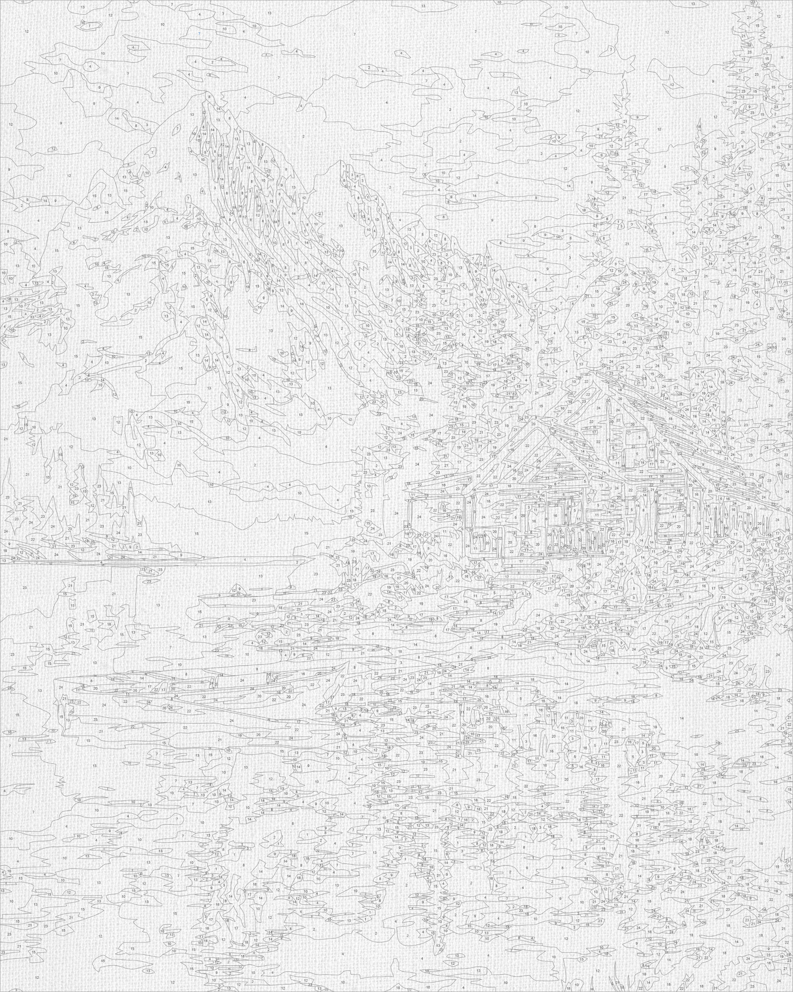 Malowanie po numerach 40x50 cm - Dom nad jeziorem - Pejzaż LW 3207-01