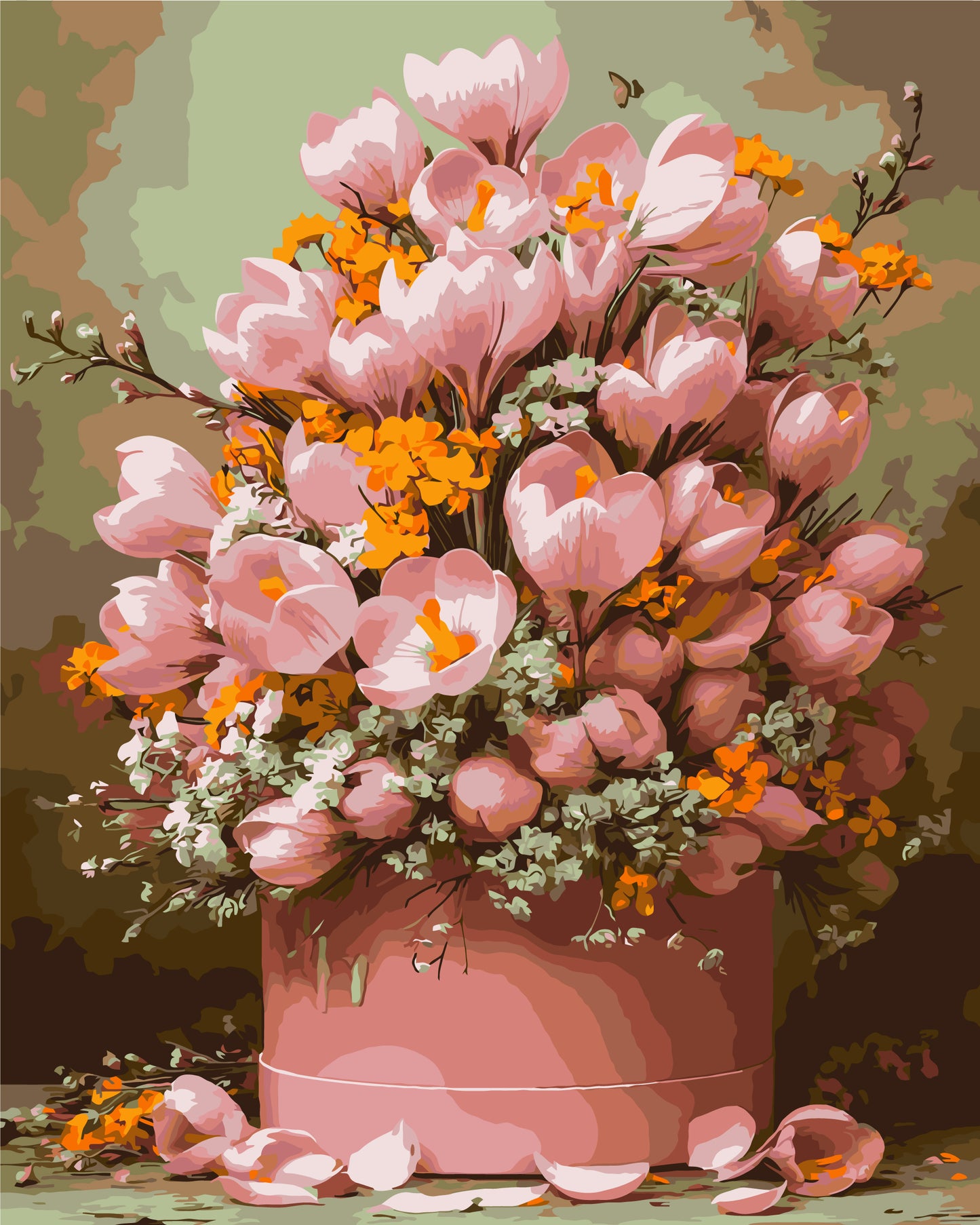 Malowanie po numerach 40x50 cm - Różowe tulipany - Kwiaty LW 3212-01