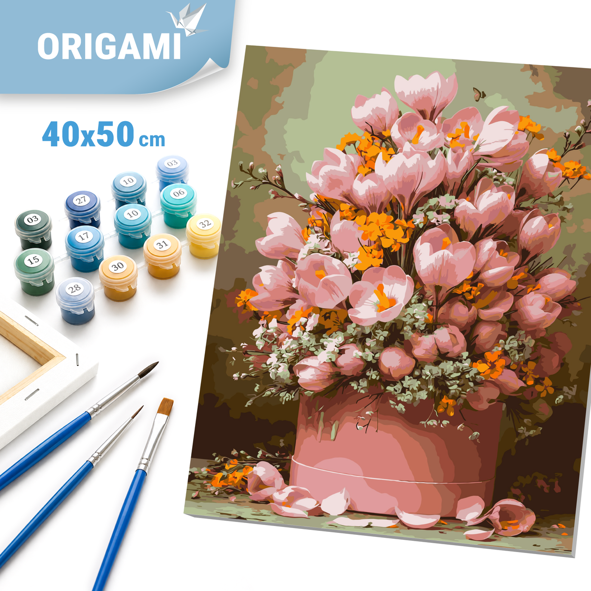 Malowanie po numerach 40x50 cm - Różowe tulipany - Kwiaty LW 3212-01