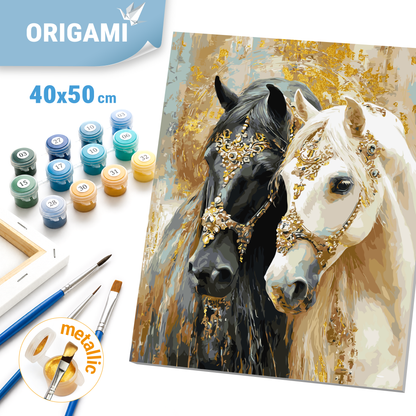Malowanie po numerach 40x50 cm - Dwa konie (metalik) LW 32210-01
