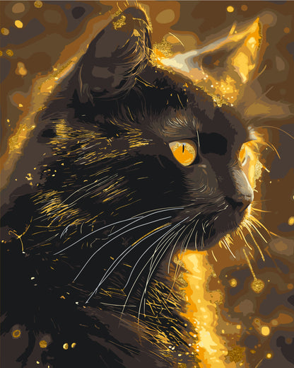 Paint by Numbers on Frame 40*50 cm Black Cat. Animals. With metallic paints LW 3301