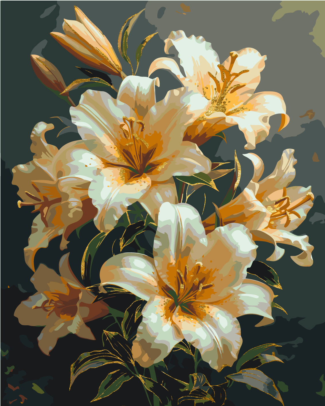 Malowanie po numerach 40x50 cm Kwiaty. Promienne lilie LW 3303