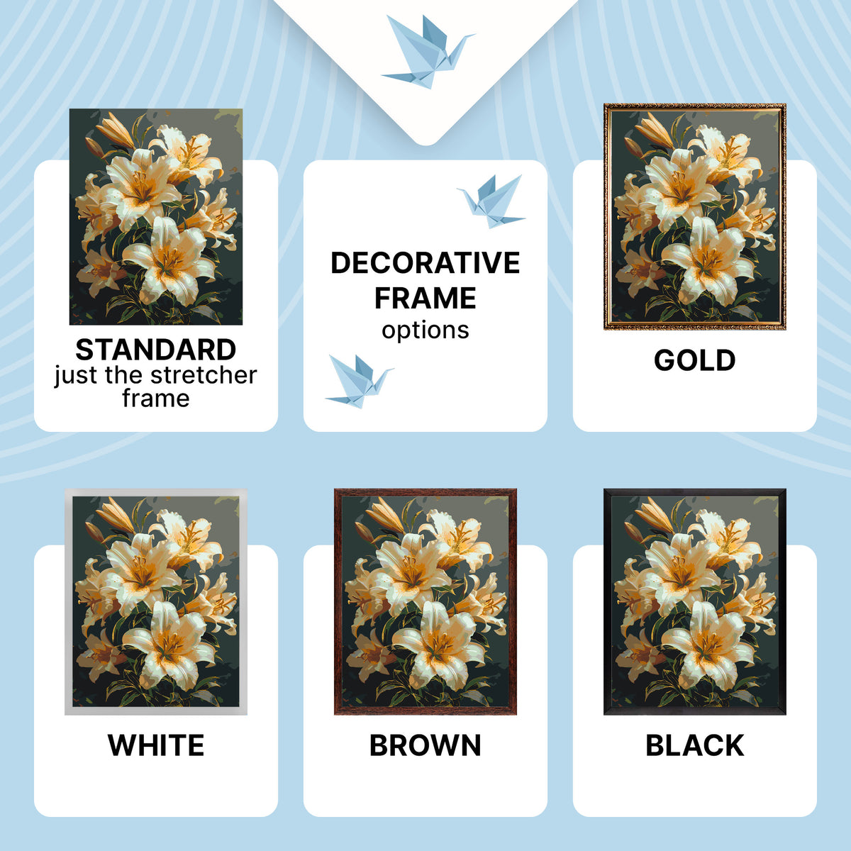 Paint by Numbers on a 40*50 cm frame Flowers Vibrant Lilies with Metallic Paints LW 3303
