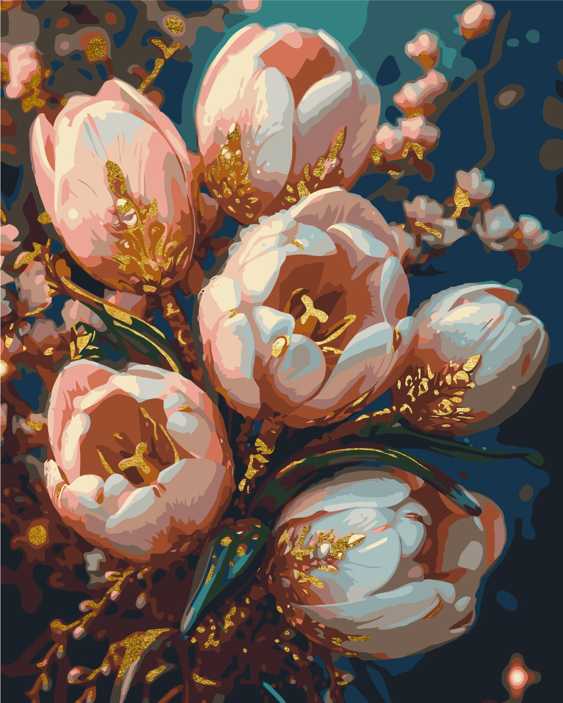 Malowanie po numerach 40x50 cm Kwiaty. Delikatne tulipany LW 3304