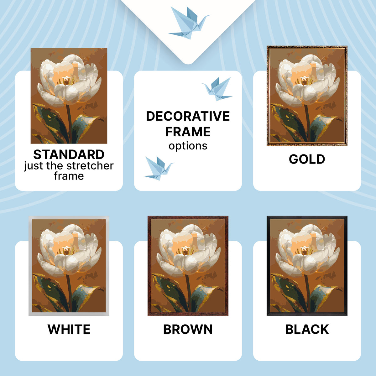 Paint by numbers on frame 40*50 cm Flowers. White Peony with Metallic Paints LW 3305