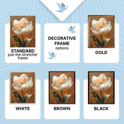 Paint by numbers on frame 40*50 cm Flowers. White Peony with Metallic Paints LW 3305