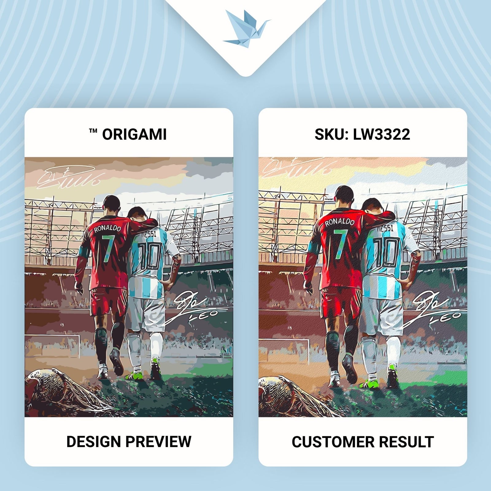 Paint by Numbers on frame 40*50 cm - Football. Two legends: Ronaldo and Messi LW 3322
