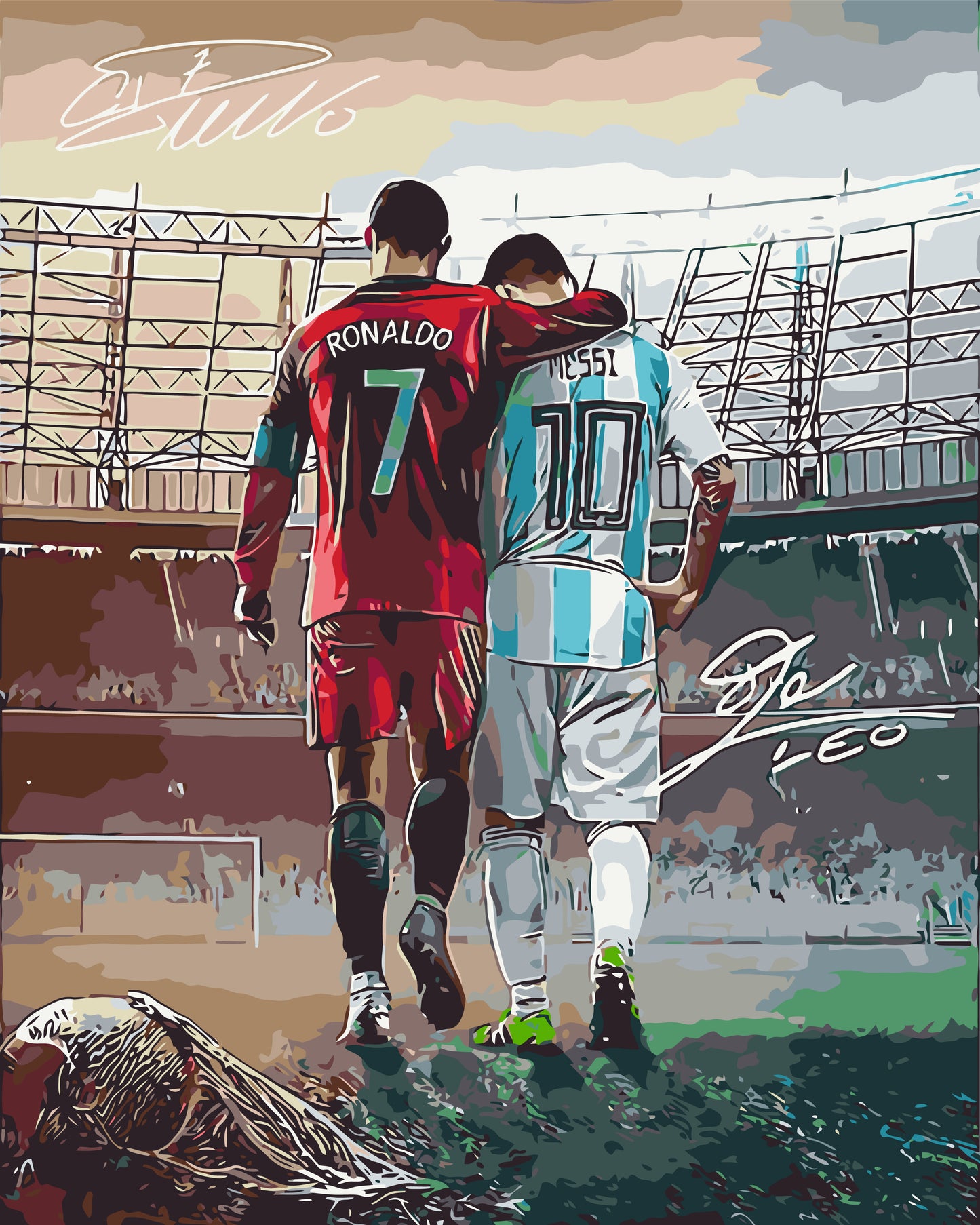 Paint by Numbers on frame 40*50 cm - Football. Two legends: Ronaldo and Messi LW 3322
