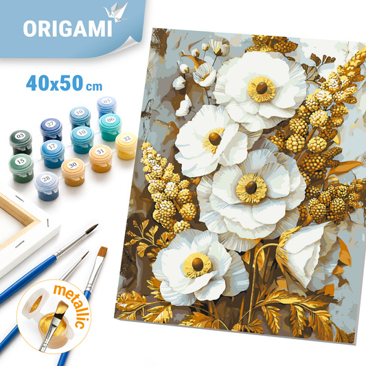 Paint by Numbers on canvas 40*50 cm Noble Flowers. With metallic paints LW 3336
