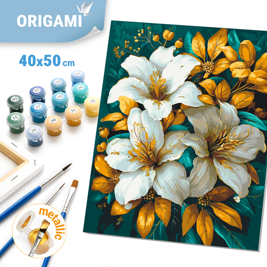 Paint by Numbers on Frame 40*50 cm Flowers with Metallic Paints LW 3338