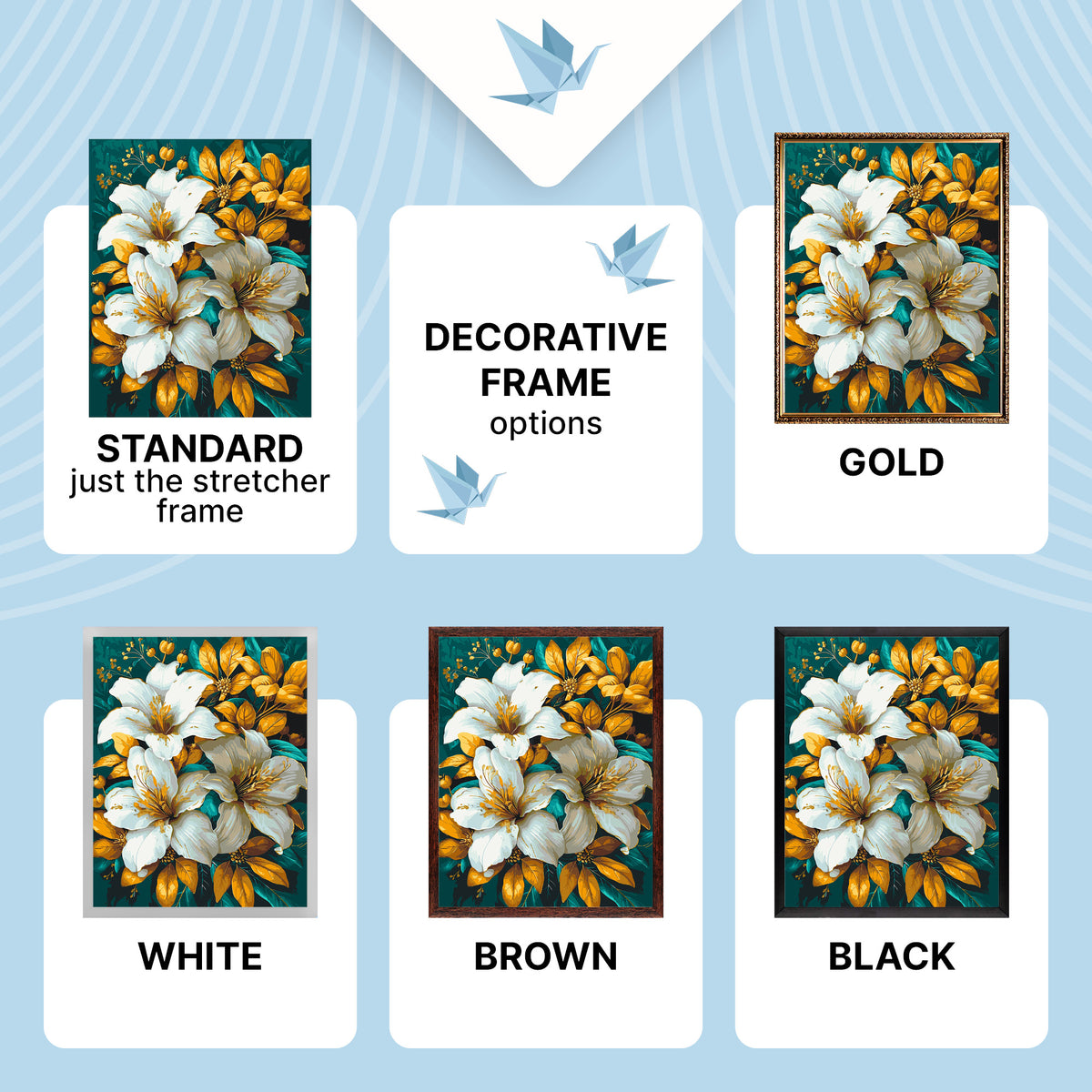 Paint by Numbers on Frame 40*50 cm Flowers with Metallic Paints LW 3338