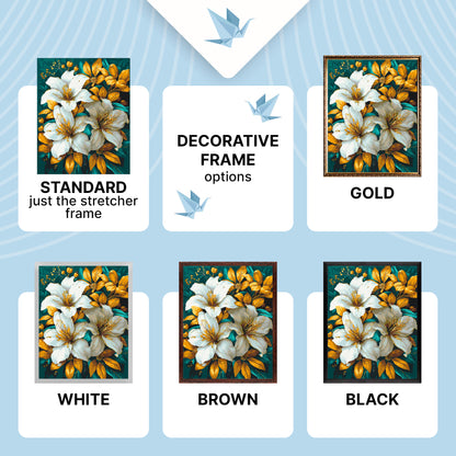 Paint by Numbers on Frame 40*50 cm Flowers with Metallic Paints LW 3338