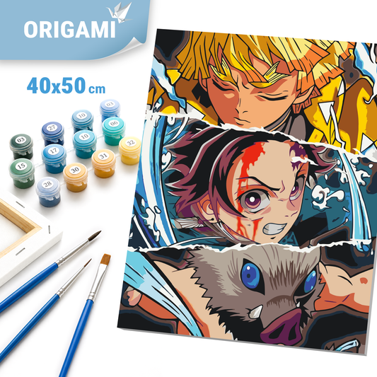 Maľovanie podľa čísel na ráme 40*50 cm - Demon Slayer, koláž - Anime - LW 3409