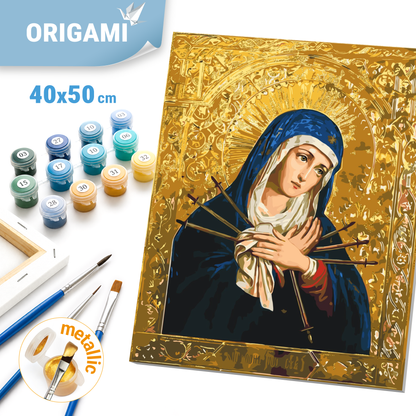 Paint by Numbers on a 40*50 cm frame. Religion. Icon of the Mother of God "Softening of Evil Hearts" with Metallic Paints LW 3434