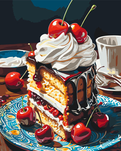 Paint by Numbers on a 40*50 cm frame – Still Life. Cherry Cake LW 3439