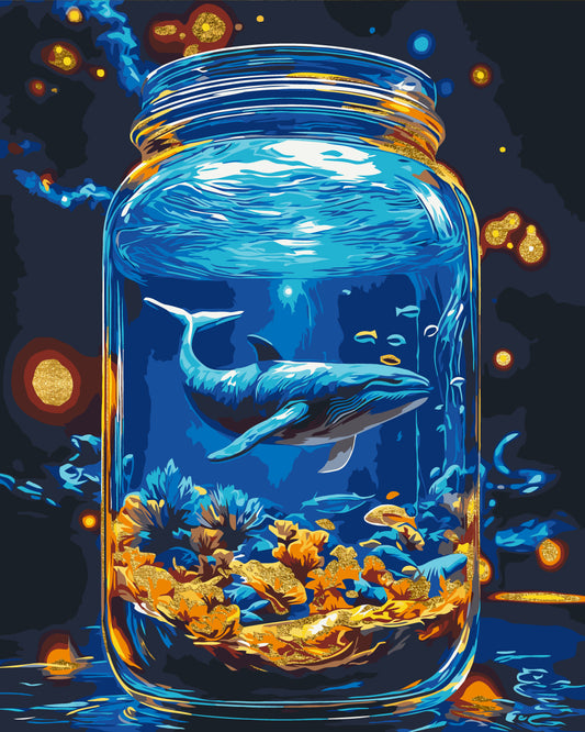 Paint by Numbers on 40*50 cm frame - Underwater World, Whale with Metallic Paints LW 3461
