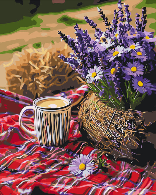 Malowanie po numerach 40x50 cm – Martwa natura. Lawendowy LW 3517