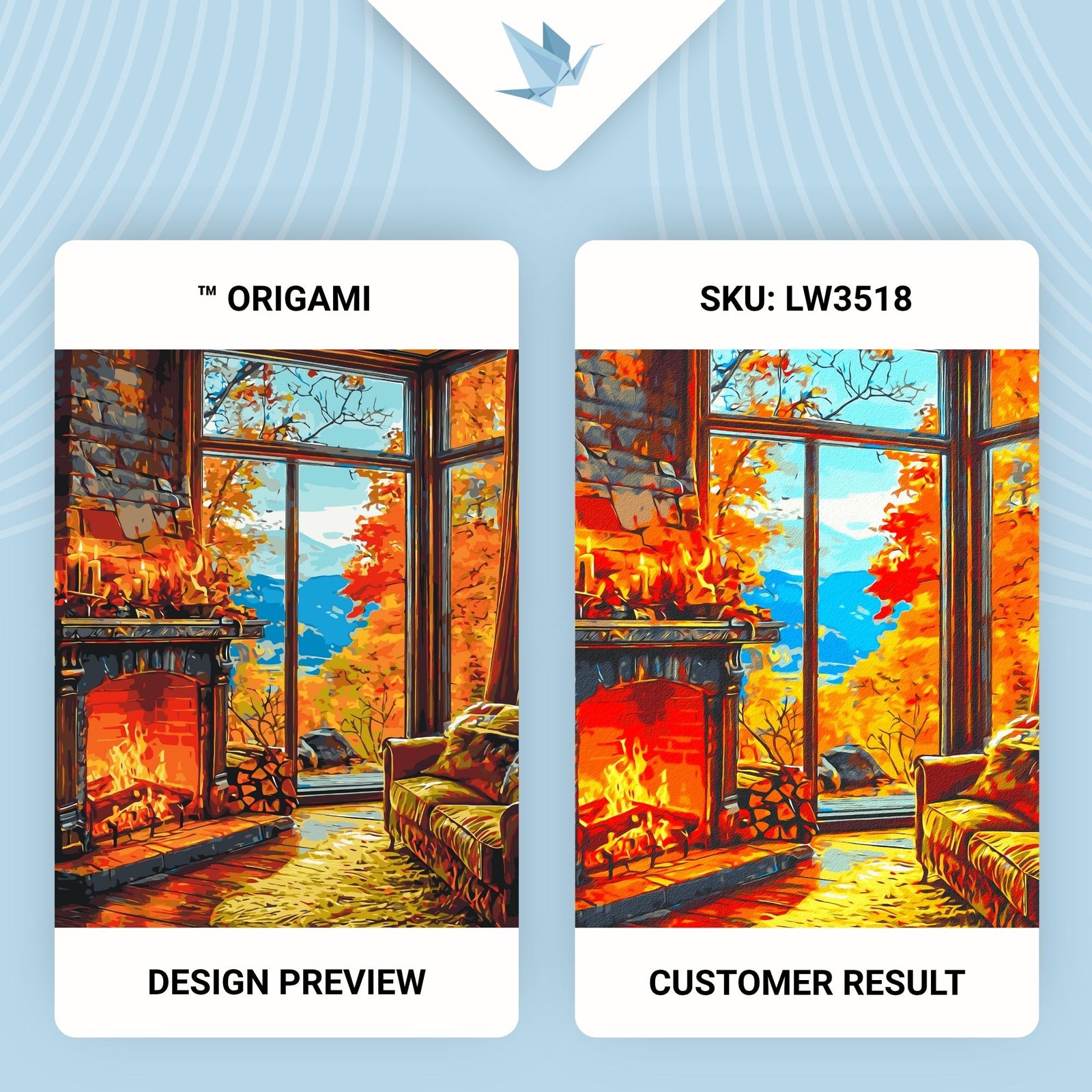 Paint by Numbers on a 40*50 cm frame landscape – Warmth of an autumn fireplace LW 3518