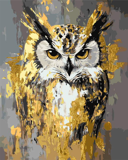 Malowanie po numerach 40x50 cm Zwierzęta. Sowa (metalik) LW 3528