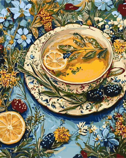 Maľovanie podľa čísel na ráme 40*50 cm - Kvetinový čaj - Zátišie - LW 3538